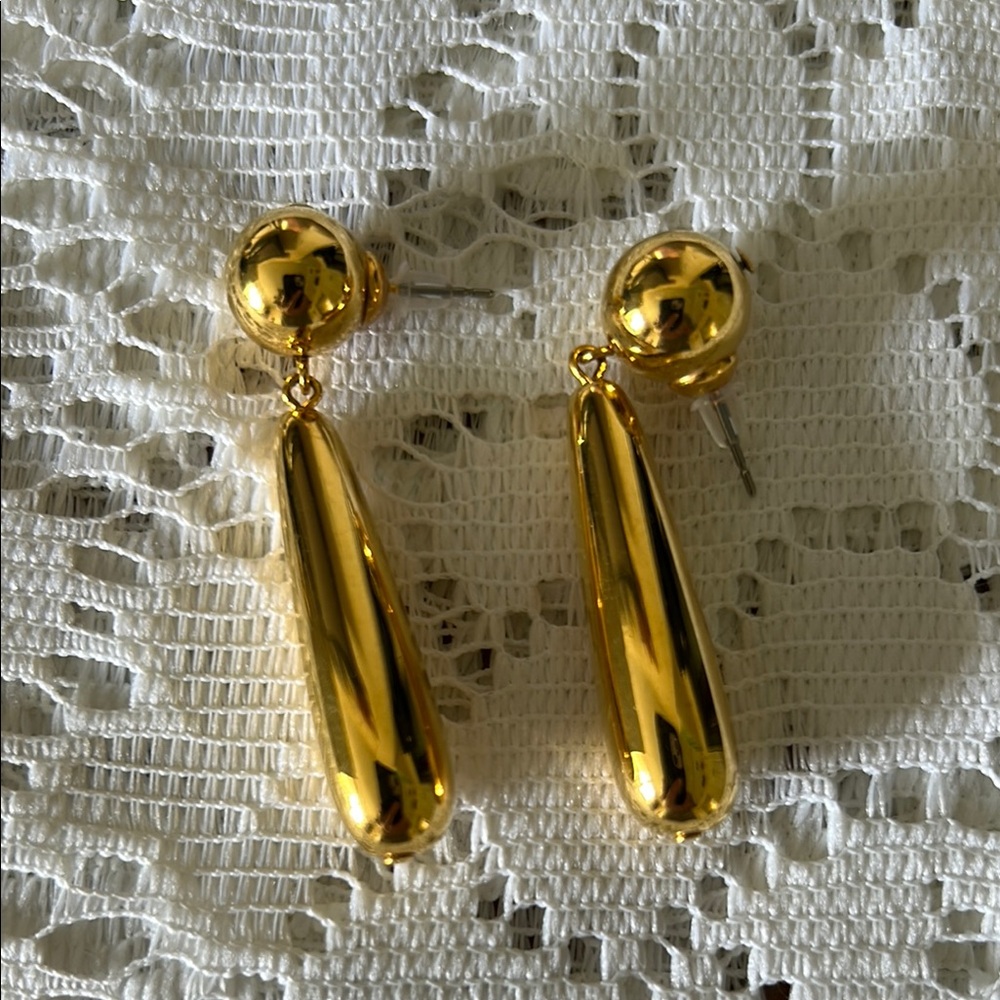 Gold Tone Geometric Drop Earrings